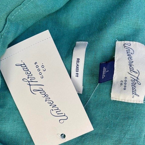 Women's Green Linen Blend button-down shirt - Picture 4 of 7